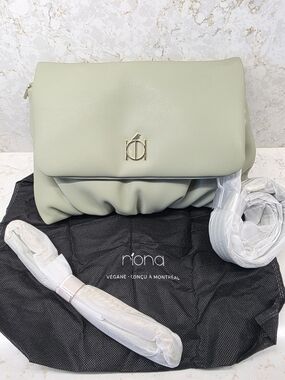 Riona Sage Vegan Leather Fold-Over Shoulder Bag